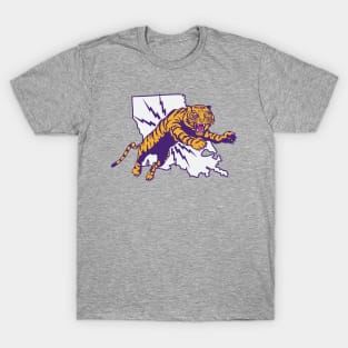 Vintage Purple and Gold Tiger Attack // Retro Louisiana Football T-Shirt